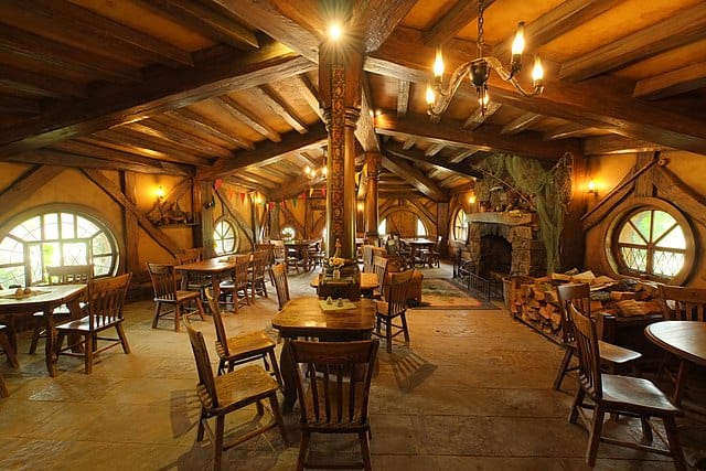 Inside The Green Dragon Inn, the local watering hole in Hobbiton.