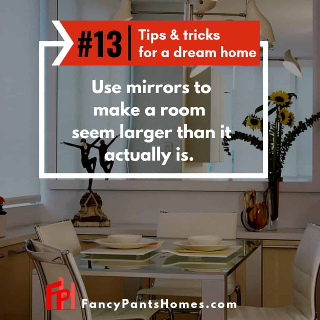 home decor hack using mirrors to make a room appear larger