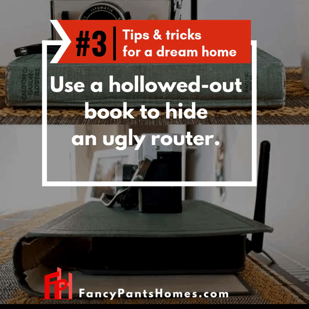 home decor tip hiding an ugly router in a book