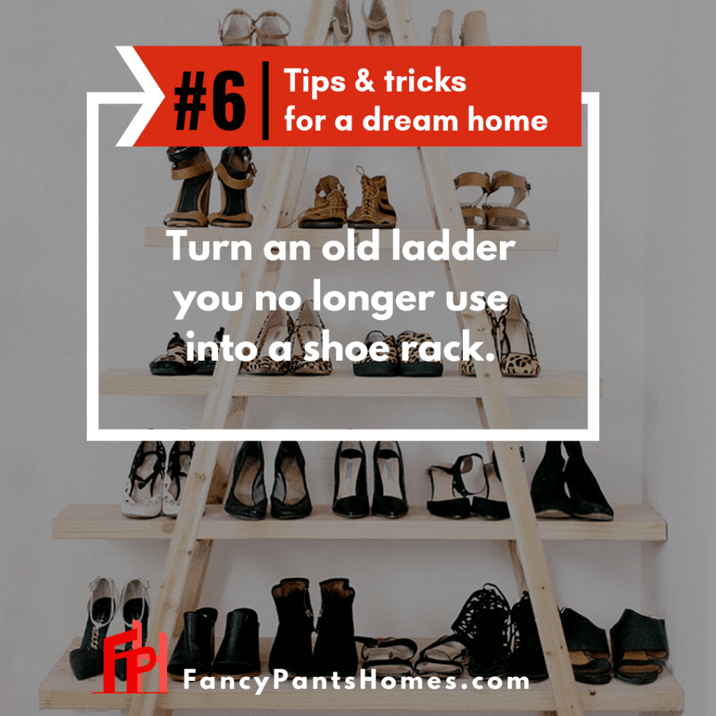 home decor trick repurposing a lader as shoe rack