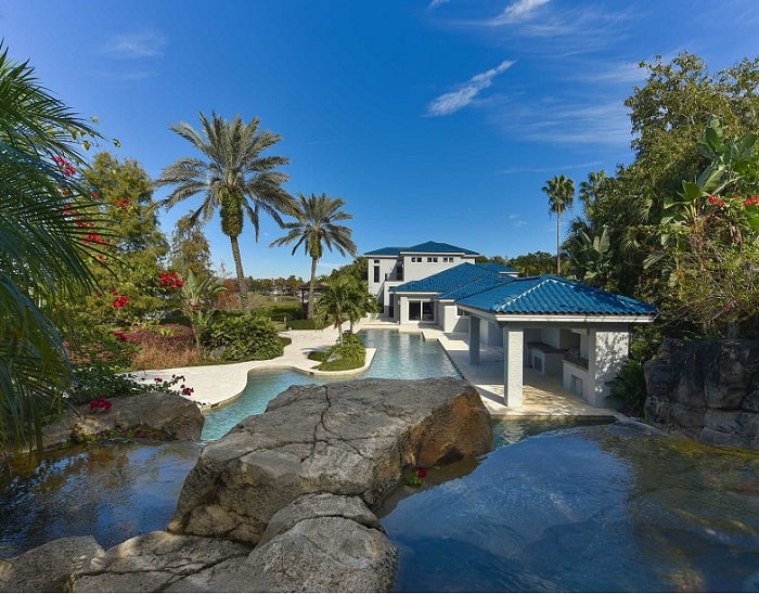 The pool outside Shaquille O'Neal's house near Orlando. 