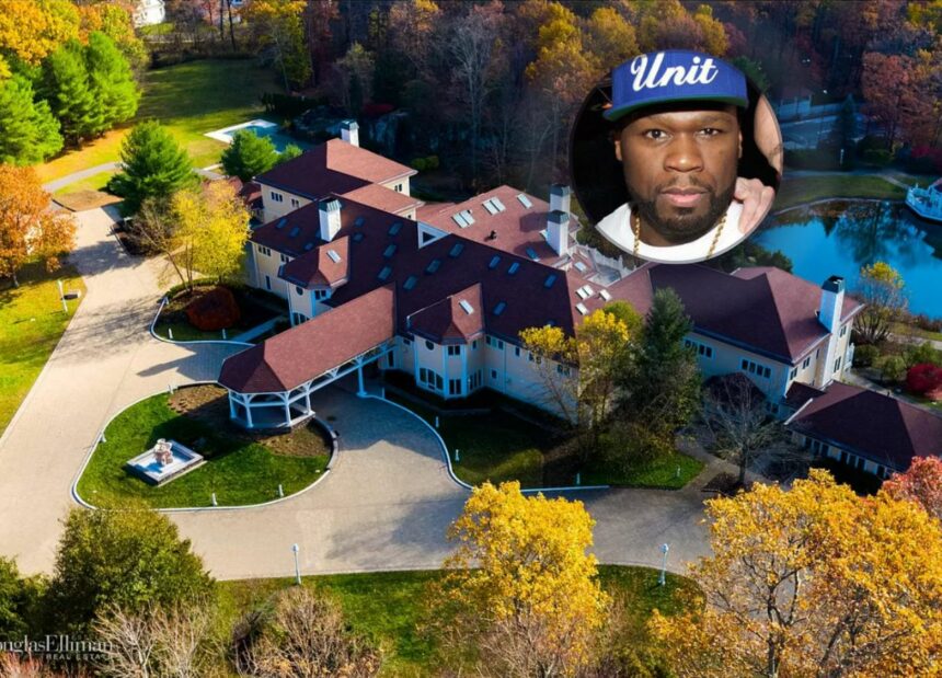 aerial view of 50 Cent's house in Farmington, Connecticut, previously owned by Mike Tyson