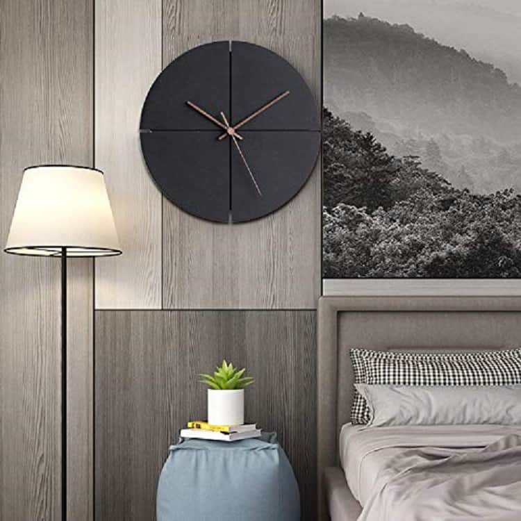 minimalist design wall clock in black wood 