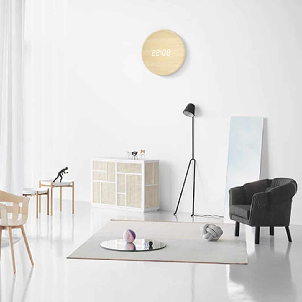 intelligent wall clock wood base