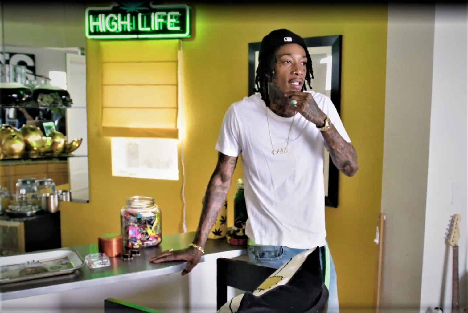 wiz khalifa at home in his dab bar