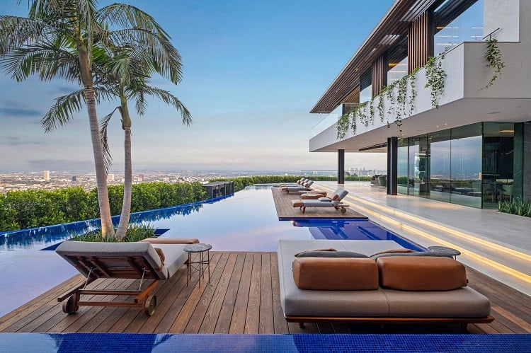 Pool and city views from Hillside, one of the most memorable houses featured on Selling Sunset.