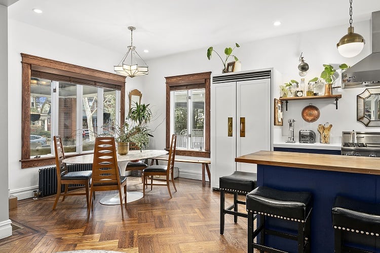 audrey gelman's beautiful kitchen with blue accents 