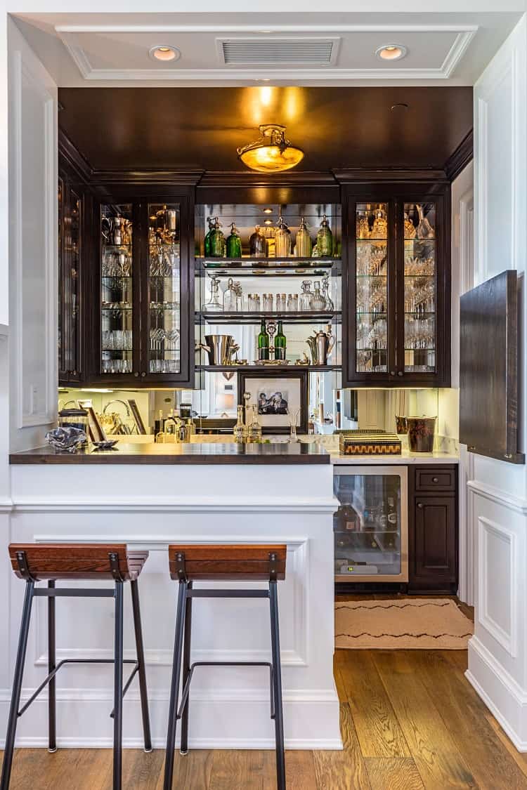 custom bar inside Adam Levine's house