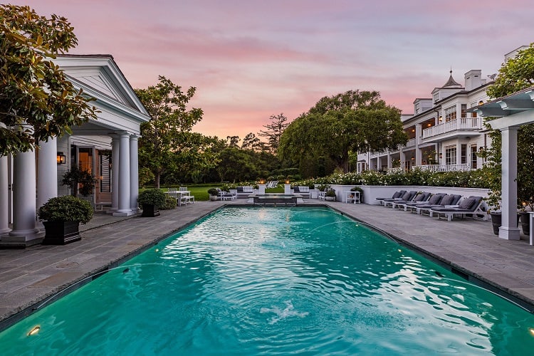 pool area of Adam Levine's new house