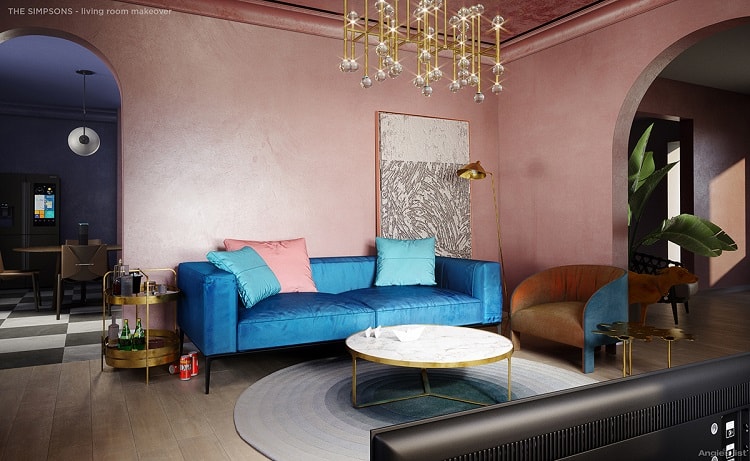 Living room inside the Simpsons house - AFTER.