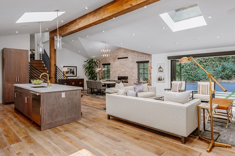 open floor plan with kitchen, dining area and living room