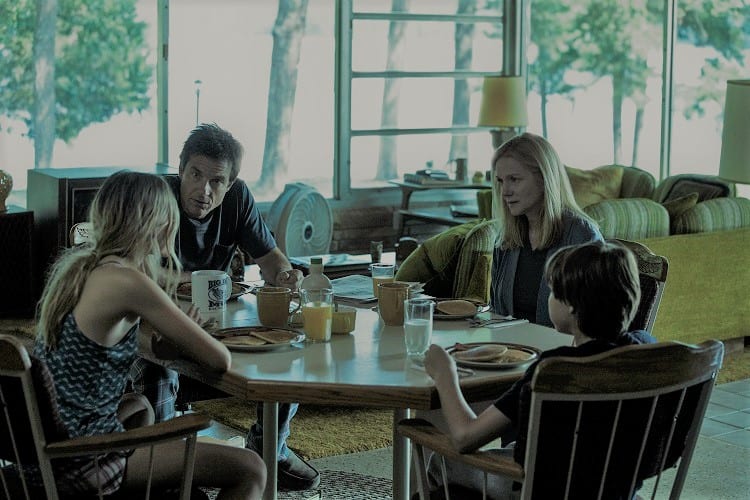 the byrde family gathered around the table in the house 