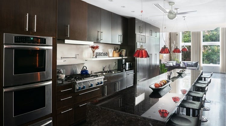 Modern kitchen in East Village synagogue turned luxury rental