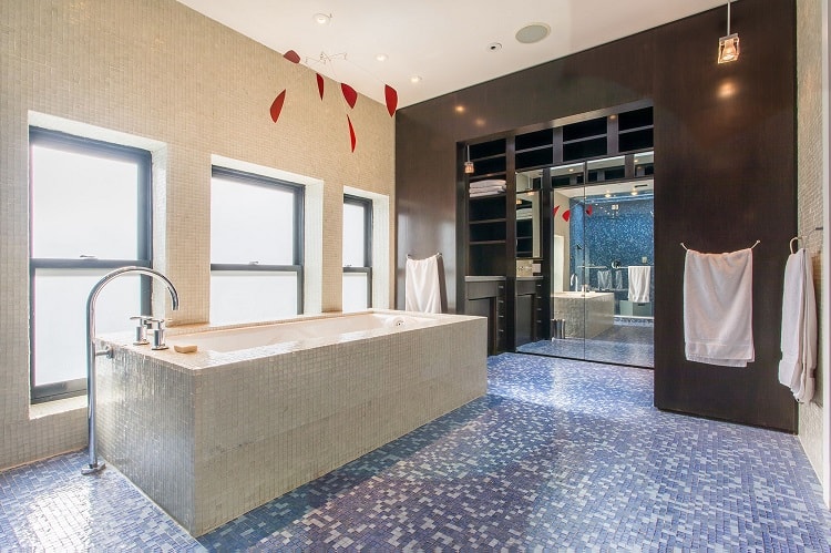 Bathroom of East Village synagogue turned luxury rental. Credit: Warburg Realty/Martin Davis