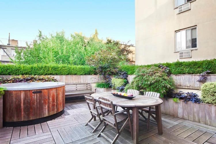 outdoor jacuzzi in East Village synagogue turned luxury rental