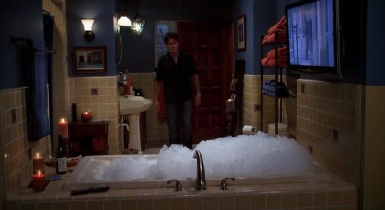 two and a half men charlie's bathroom