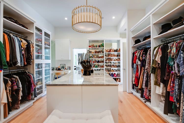 Luxury walk-in closet in $10M home in Beverly Hills