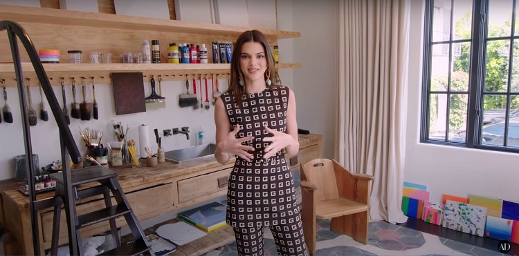 kendall jenner at home, in her art studio