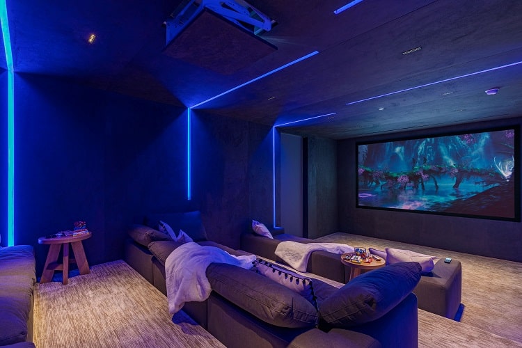 Media room in John Legend and Chrissy Teigen's new Beverly Hills house.
