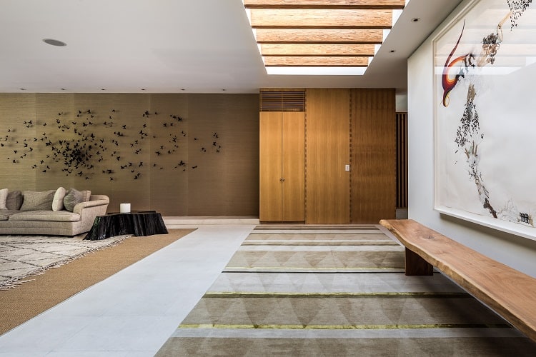 Interiors of a Shigeru Ban-designed home in Long Island, NY. Photo credit: Compass