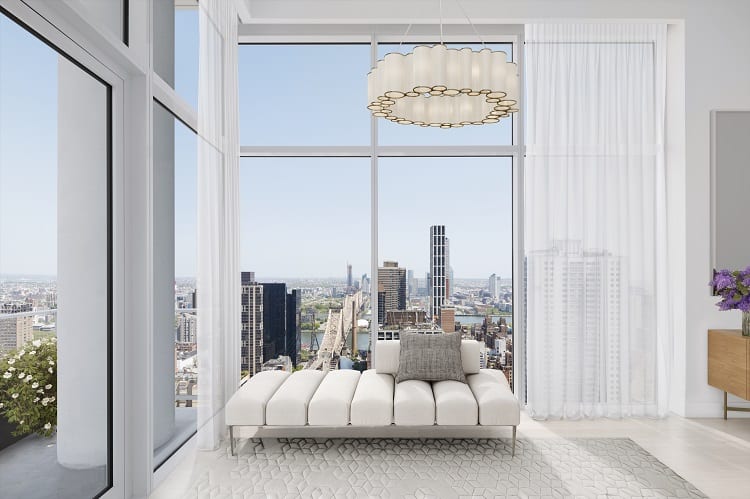 Master bedroom, Penthouse 33 at 200 East 59th Street, NY.