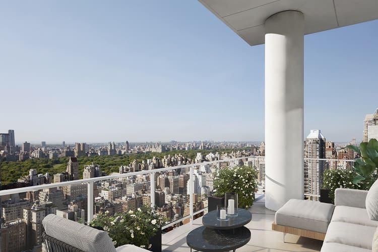 Terrace of Penthouse 33 at 200 East 59th Street, NY.