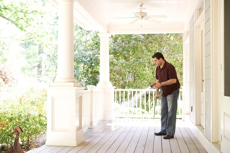 pressure washer to clean house exterior and decks