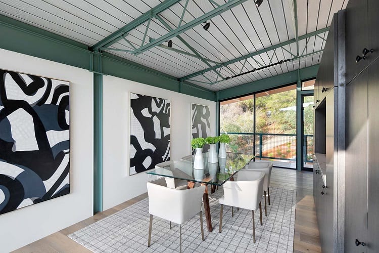 dining room of an ultra-modern house in california