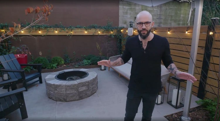 backyard of babish's home in brooklyn