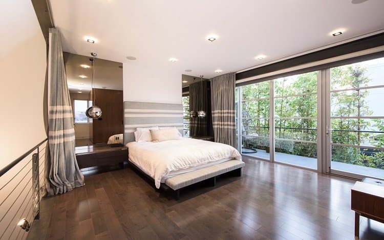 bedroom in a modern loft