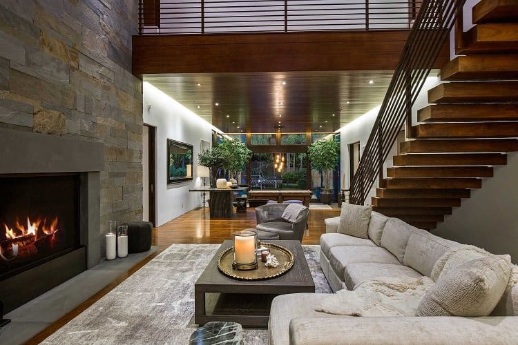 inside matt damon's house, living room