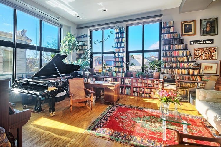 unique apartment in new jersey with walls lined with books