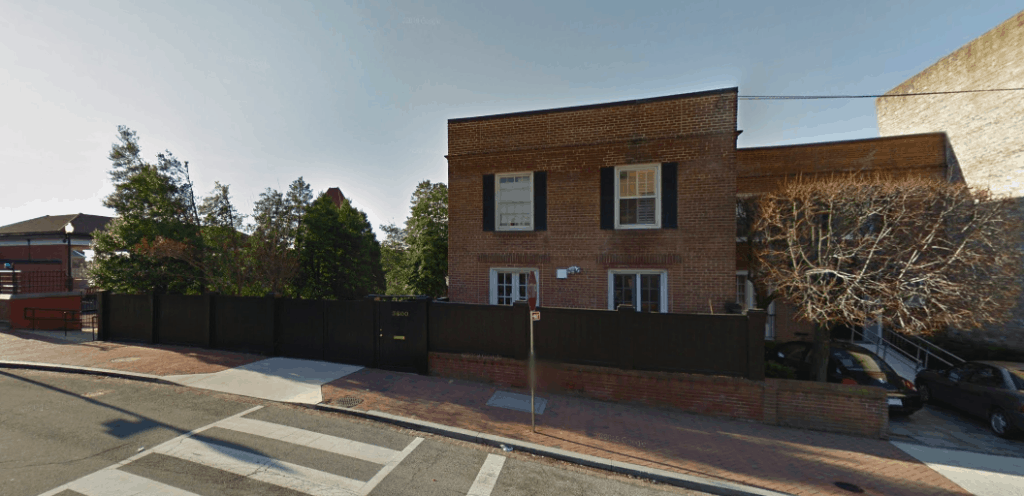 The Exorcist house at 3600 Prospect Street NW in Georgetown with the steps visible on the far left (via Google Street View)