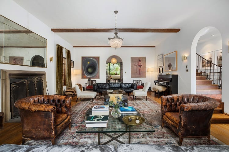 beautiful vintage living room with boho elements