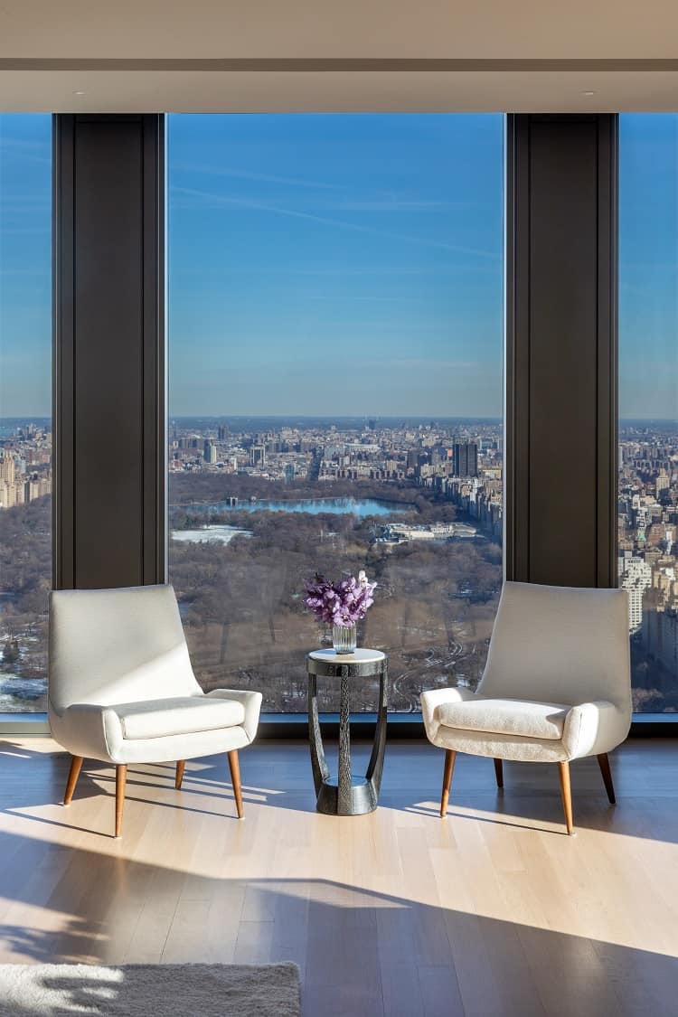 The residence has great views of Central Park, the Hudson River, the East River and the downtown Manhattan skyline. Image credit: Evan Joseph