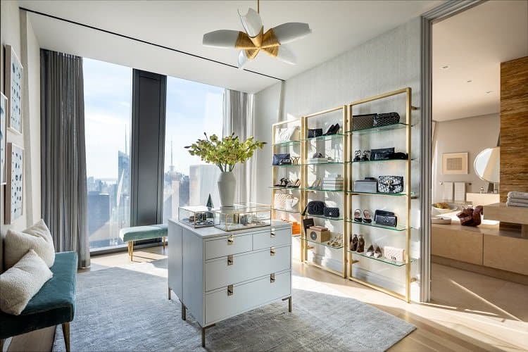 Luxury walk-in closet in a $50 million home in the sky. Image credit: Evan Joseph