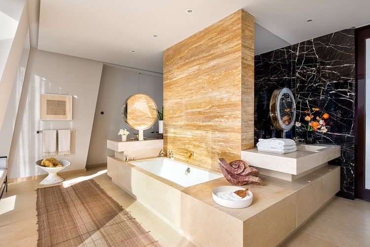 Ultra-luxurious bath inside a 53 West 53 apartment in New York City. Image credit: Evan Joseph