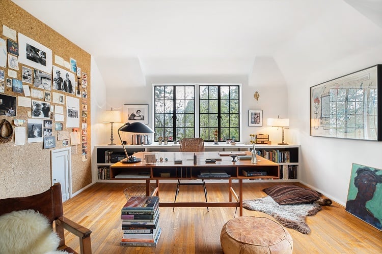 retro home office with vintage desk 