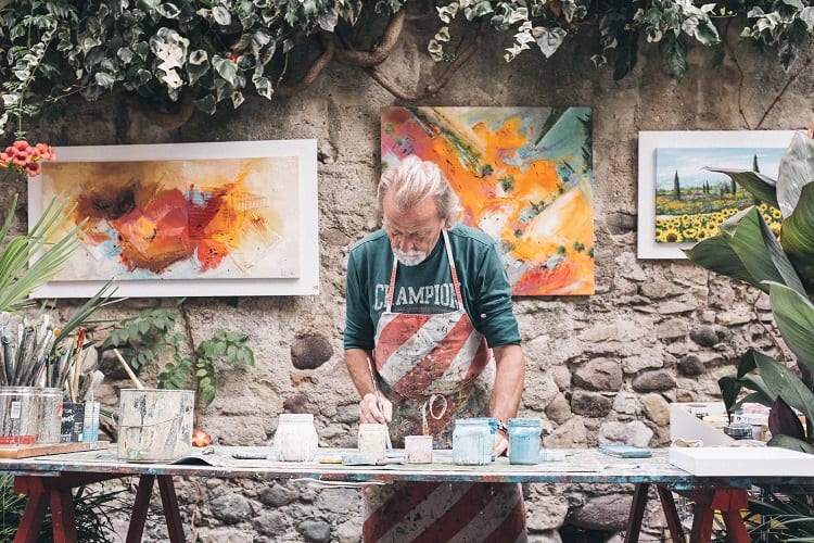 senior enjoying an art workshop in a retirement community