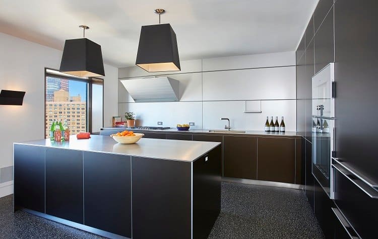 luxury kitchen decorated in dark colors and clean lines