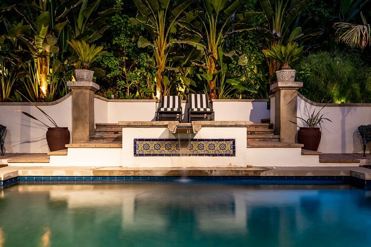 sparkling pool in a beautiful spanish villa in west hollywood, los angeles