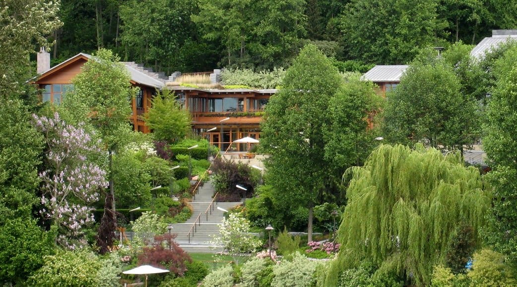 exterior shot of Xanadu 2.0, Bill Gates' house outside of Seattle Washington