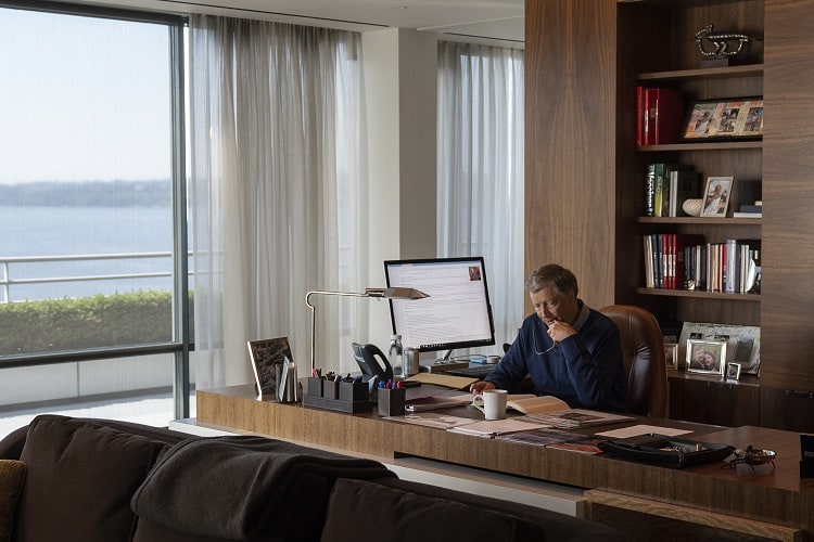 bill gates in his home office