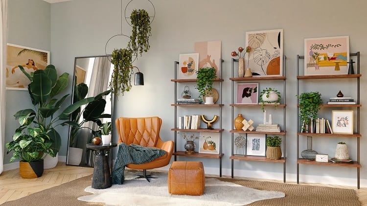 refined interior décor with ladder shelves