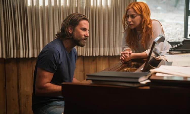 bradley cooper as jackson maine and lady gaga as ally in a scene from 'a star is born'
