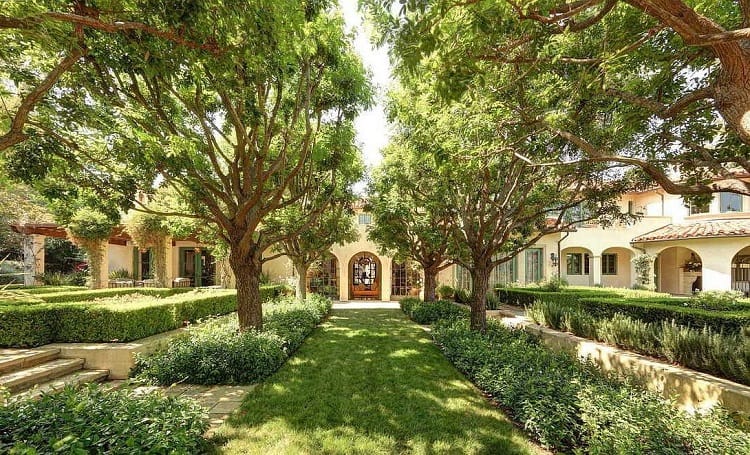 The lush grounds of the action star's Beverly Park manse.