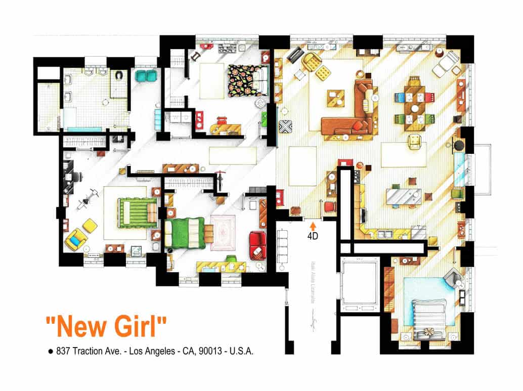 floorplan of the loft from New Girl