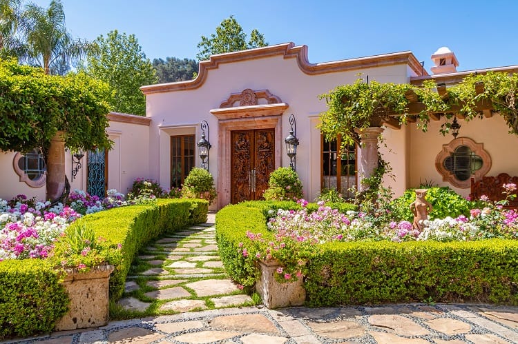 hacienda-inspired architecture of a luxurious malibu home