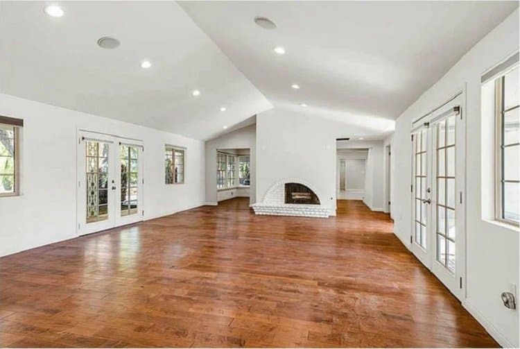 open floor plan with fireplace inside zendaya's house 