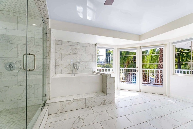 white marble bathroom inside Zendaya's house 